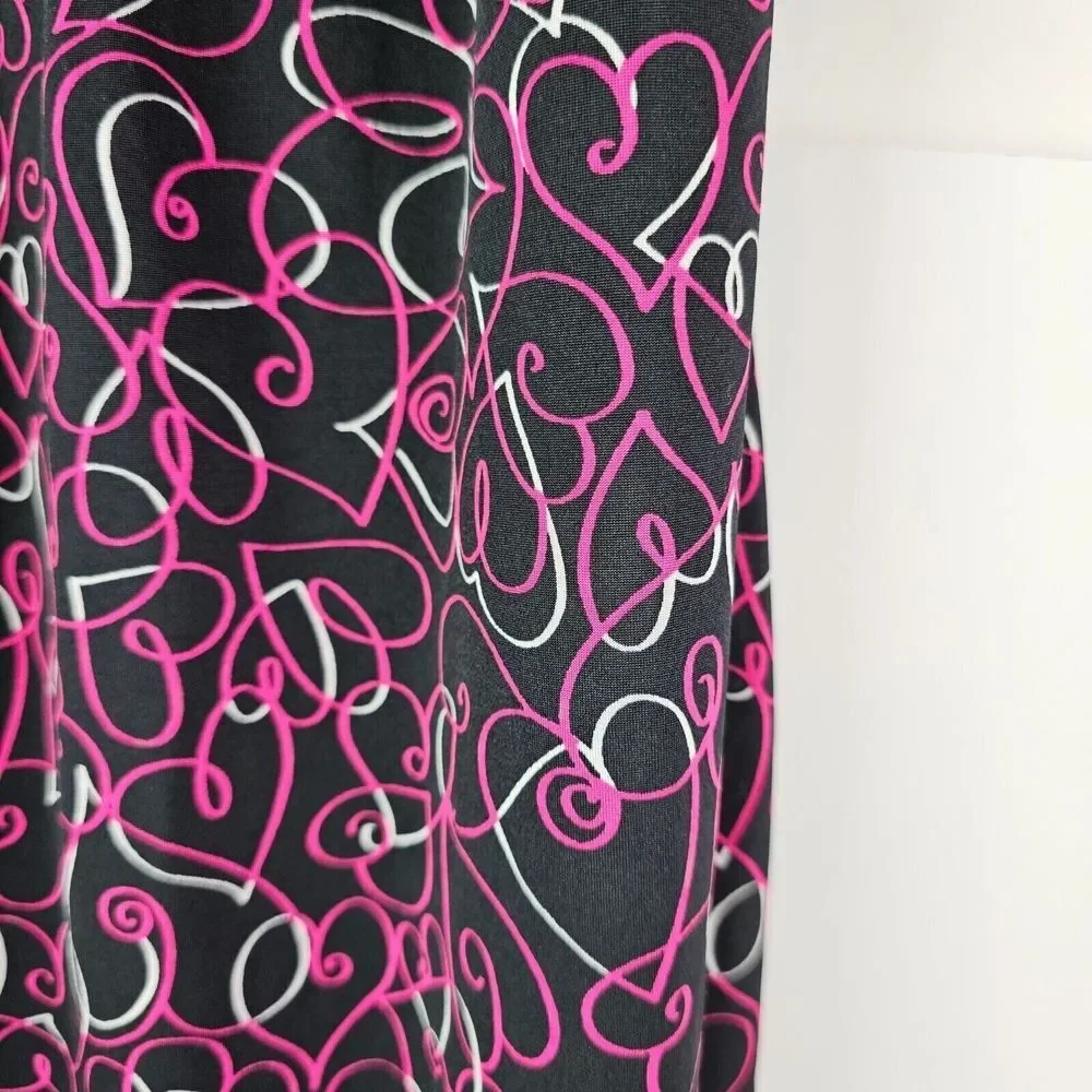 Smart & Sexy Womens Medium Nightgown Heart Print Long Gown‎ Black Pink
